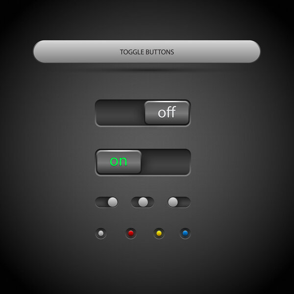 Toggle buttons. Vector illustration.