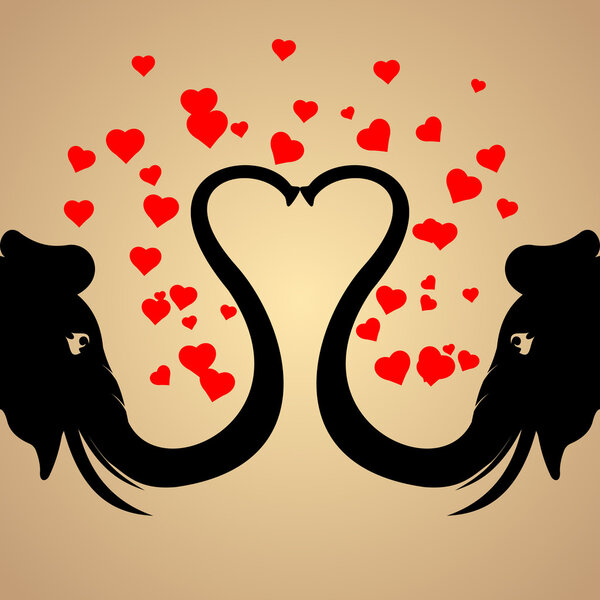 Vector background with elephants in love.