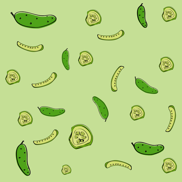 Vector background with cucumber.