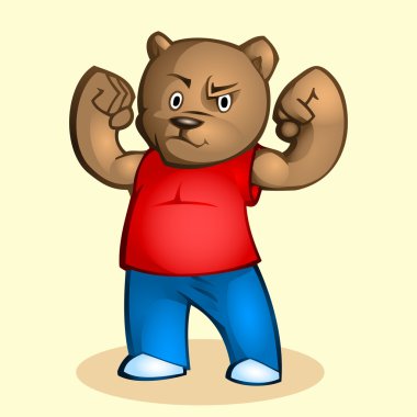 Cartoon strong bear. Vector illustration. clipart