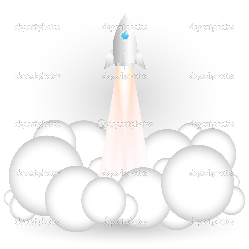 Vector illustration of flying rocket.