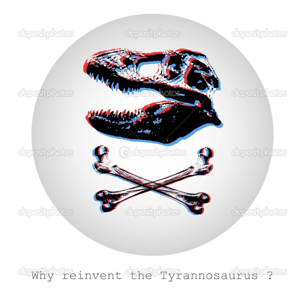 Why reinvent Tyrannosaurus? Concept vector illustration of scull and bones in a pirate flag style