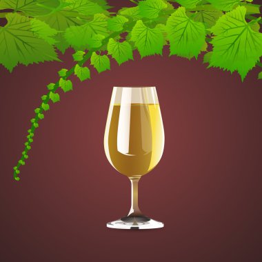 Vector background with wine and leaves of grapes. clipart