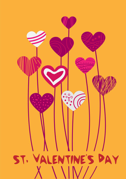 Vector background with hearts for Valentine's day.