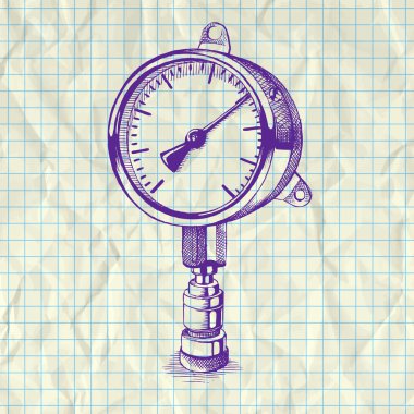 Sketch illustration of a manometer on notebook paper. clipart
