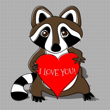 Raccoon in love. Vector illustration. clipart