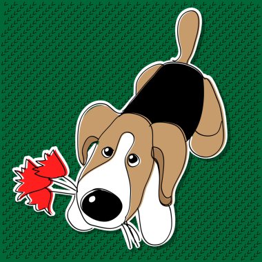 Cute dog with flowers. Vector illustration. clipart