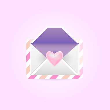 Envelope with heart for Valentine's day. clipart