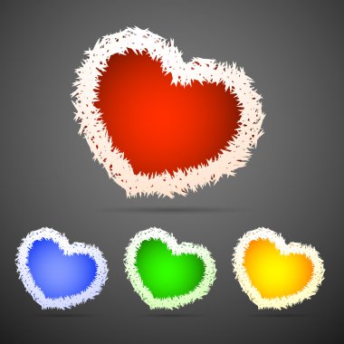 Vector set of fluffy hearts. clipart