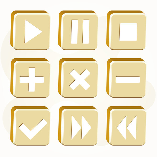 Vector set of golden buttons.