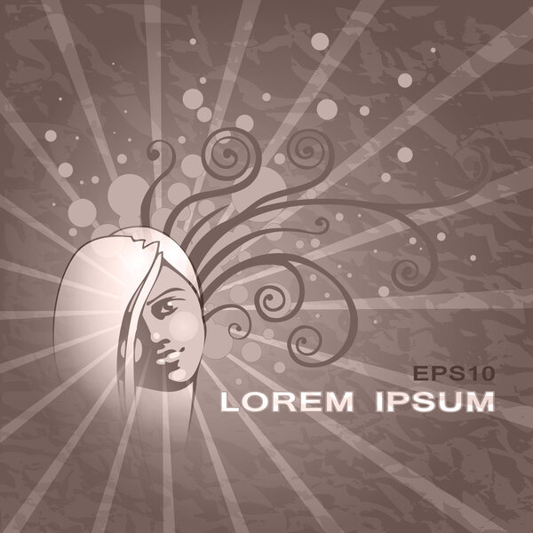 Векторный абстрактный фон с женщиной
.
