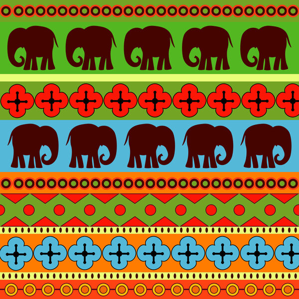 Vector background with elephants.