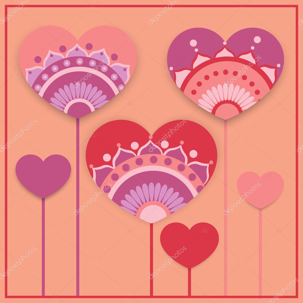 Vector greeting card with hearts for Valentine's day.