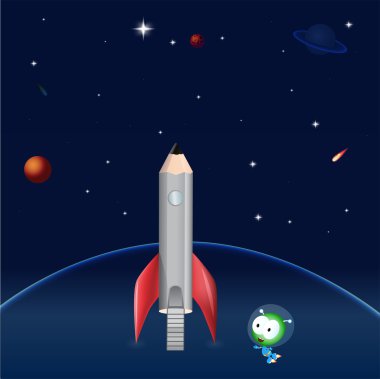 pencil rocket. Vector illustration. clipart