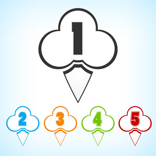 Set of badges with numbering.