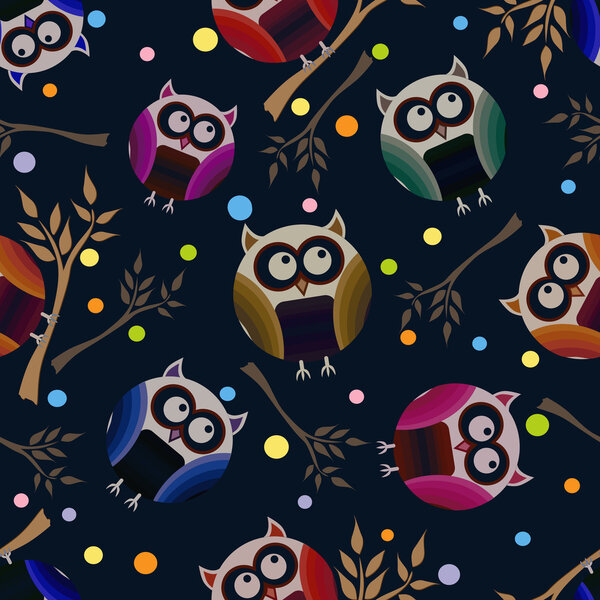 Vector background with owls.