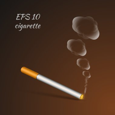 Smoldering cigarette. Vector illustration. clipart