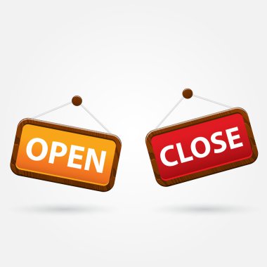 Open and closed signs. clipart