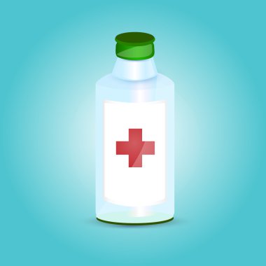 Medicine bottle with cross. clipart