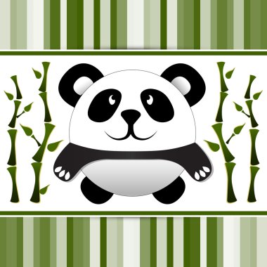 küçük panda ve bambu. vektör çizim.
