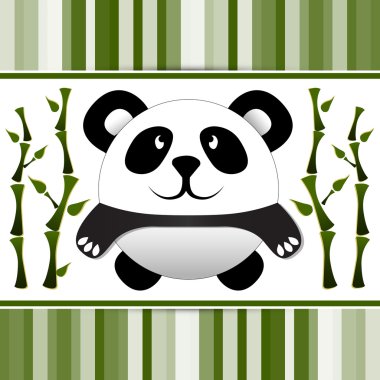 Little panda and bamboo. Vector illustration. clipart