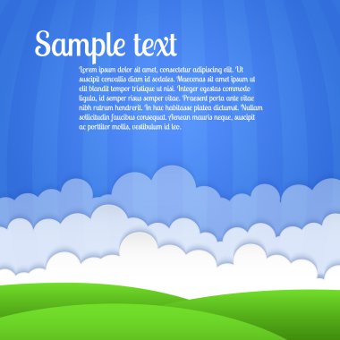Vector landscape with field and clouds. clipart