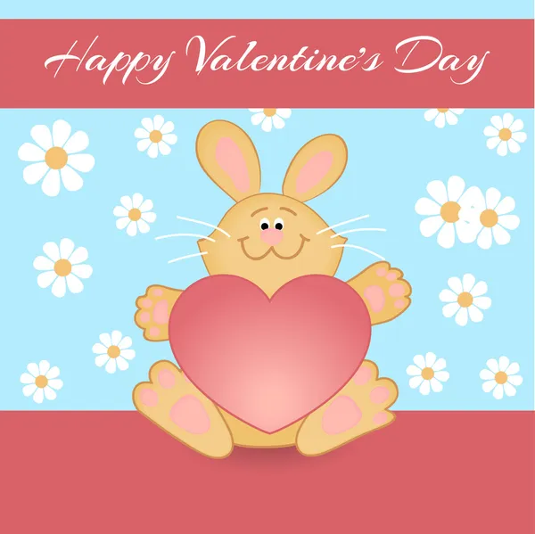 Векторные Открытки Кроликом День Святого Валентина — стоковый вектор