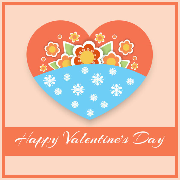 Vector greeting card with heart for Valentine's day.