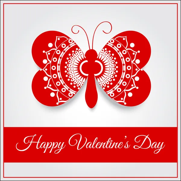 Tarjeta Felicitación Vectorial Con Mariposa Para Día San Valentín — Vector de stock