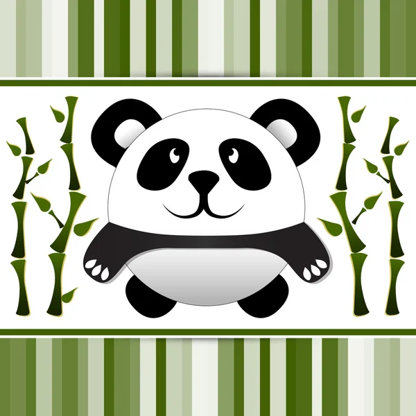 Lilla Panda Och Bambu Vektor Illustration — Stock vektor