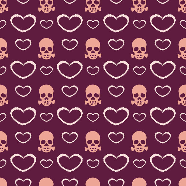 Векторный фон с сердцами и черепами
.