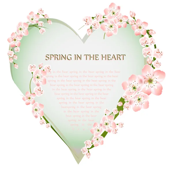 Cartão Postal Com Coração Flores —  Vetores de Stock