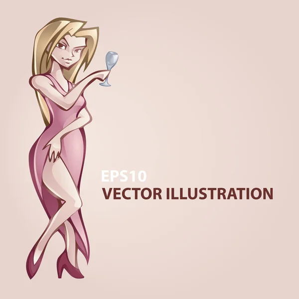 Vector Illustration Beautiful Woman — Stock Vector