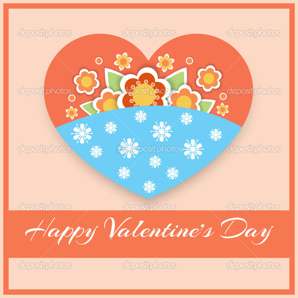 Vector greeting card with heart for Valentine's day.
