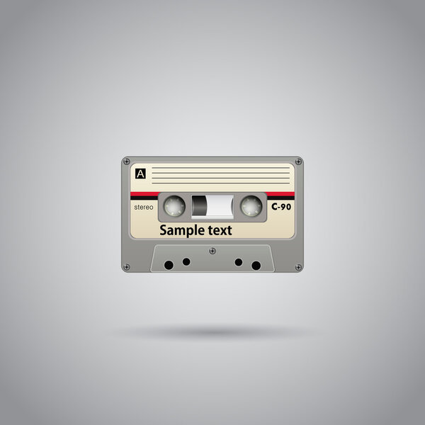 Old-school cassette tape record with copyspace. Vector