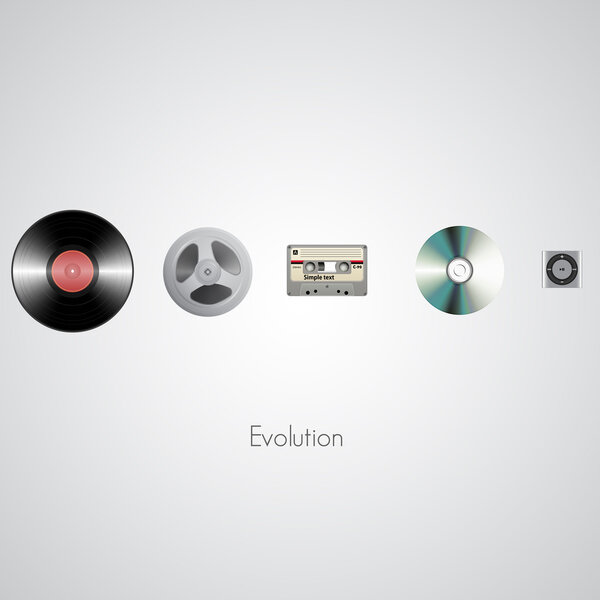 Sound technology evolution. Vector illustration.