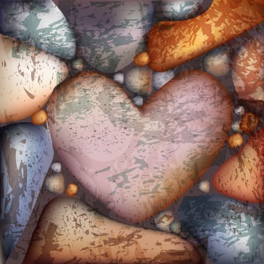 Vector background with stone hearts. clipart