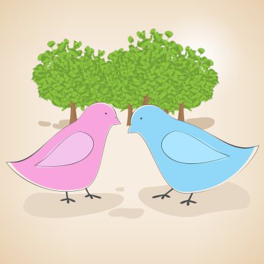 Vector illustration of birds couple in love. clipart