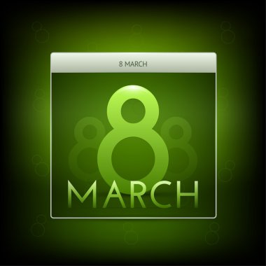 March 8 green button. clipart