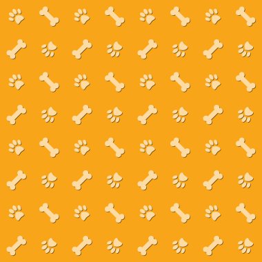 Background with dog paw print and bone clipart