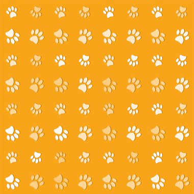 Illustration animals paws print on a yelow background clipart