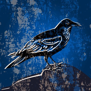 Vector grunge background with crow. clipart
