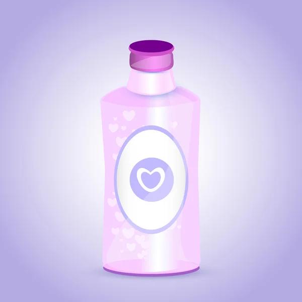 Botella Rosa Con Corazones — Vector de stock