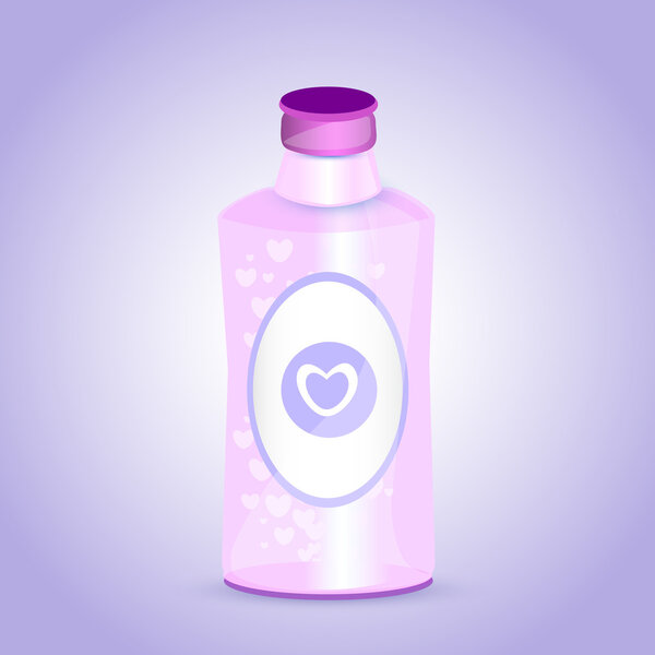 Pink bottle with hearts.