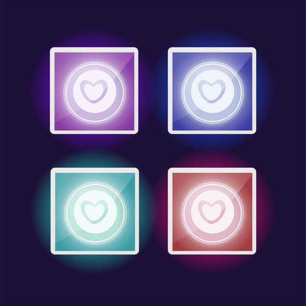 Векторный набор красочных кнопок с сердцем
.
