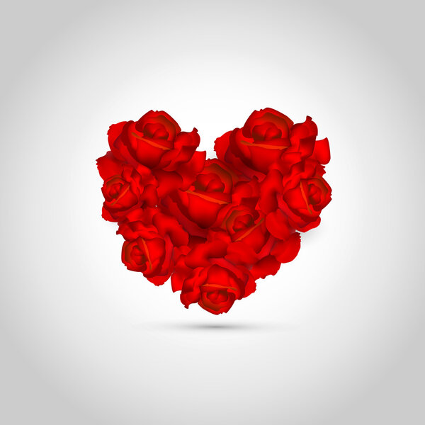 Heart of roses. Vector illustration.