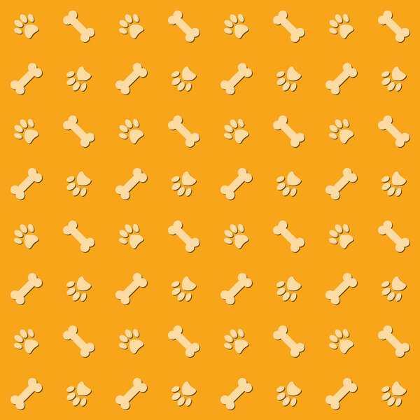 Background with dog paw print and bone