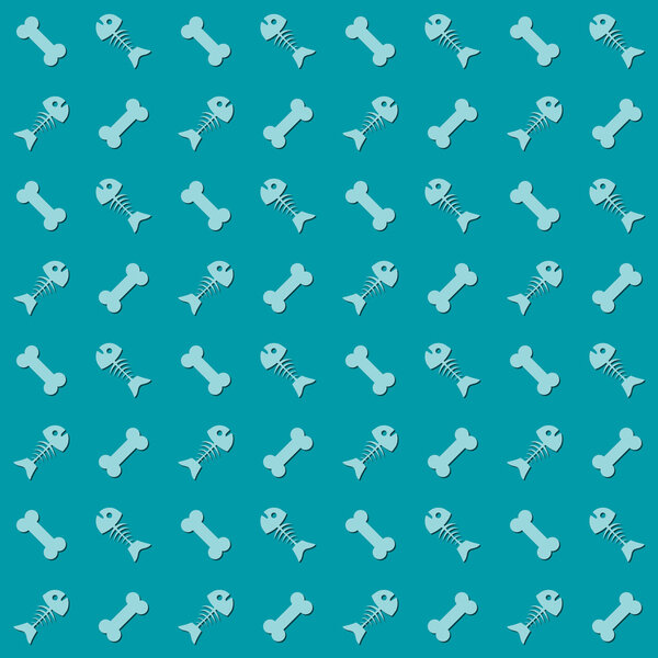 Seamless background with fish and bones - vector illustration