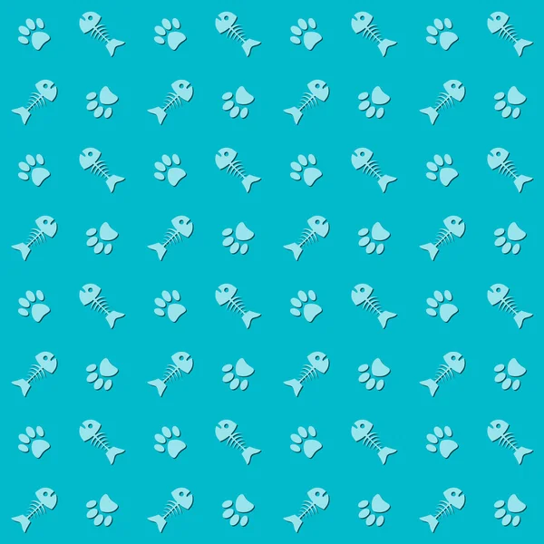 arka plan ile kedi pençe baskı ve balık kemik