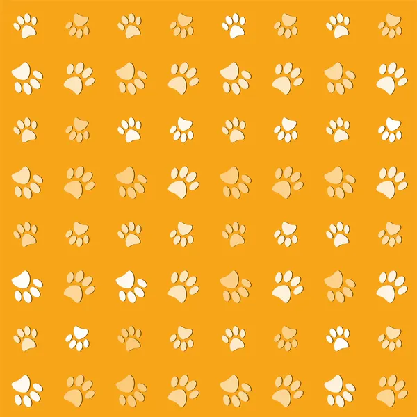 Illustration Animals Paws Print Yelow Background — Stock Vector